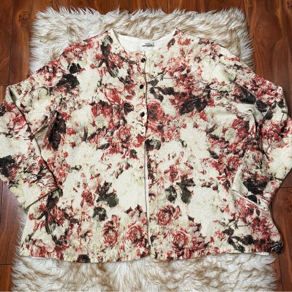 J. Jill 3 button fall floral cardigan - Picture 3 of 6